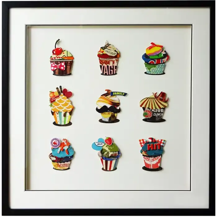 Obraz 3D kwadratowy szklano-drewniany 60cm 104-9021 z serii Cup Cakes - Cosmo Light Kup online