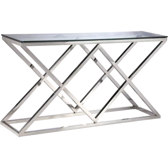 Wysoka jakość Konsola metalowa srebrna ze szklanym blatem 150cm EP-C1483S z serii EMPIRE - Cosmo Light