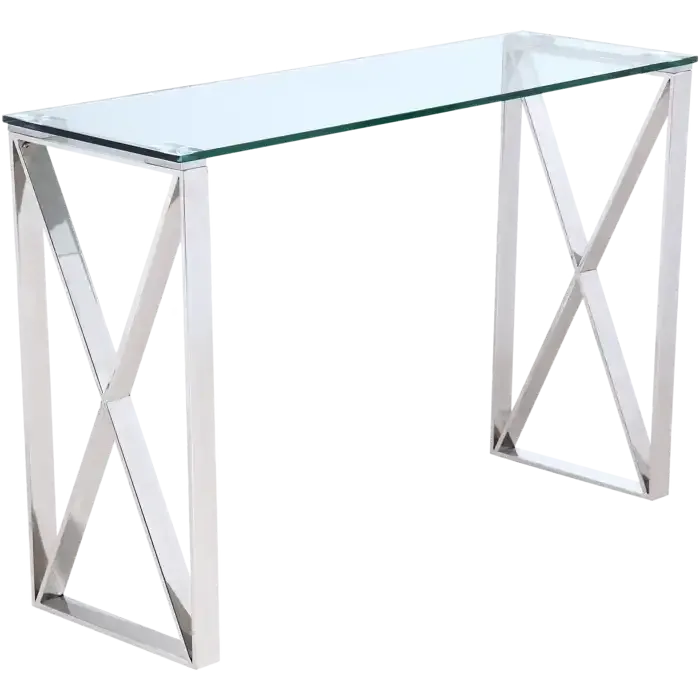 Konsola szklana srebrna metalowa 120cm MA-C1281S z serii MANHATTAN - Cosmo Light Ostatnie sztuki