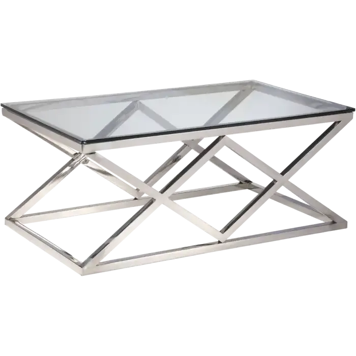 Stolik kawowy szklany srebrny prostokątny 120cm EP-CT1469S z serii EMPIRE - Cosmo Light Nowy