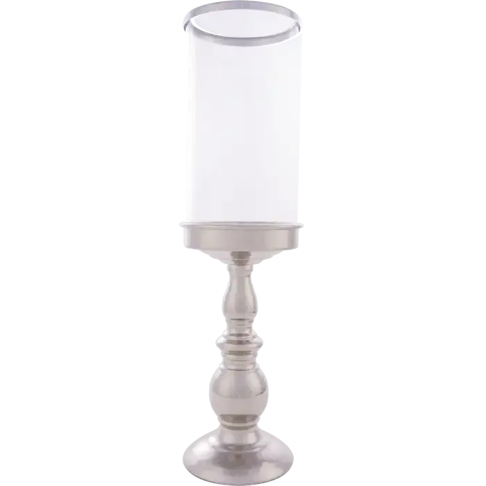 Wybór klientów Świecznik metalowy srebrny ze szklanym kloszem D01486 z serii CONNOR - Cosmo Light