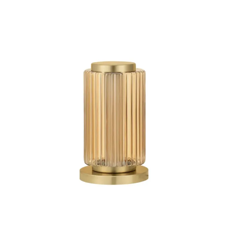 Lampa stołowa szkło ryflowane Perseve LED 18cm bursztynowy / złoty połysk Oferta