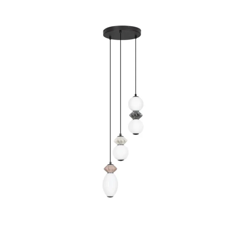 Lampa wisząca szklana z ceramiką Lipana III LED 37cm biały / multikolor Nie przegap