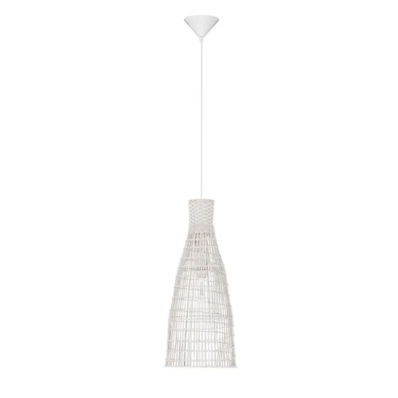 Premium Lampa wisząca rattanowa boho Rion 24cm H55,5cm biała