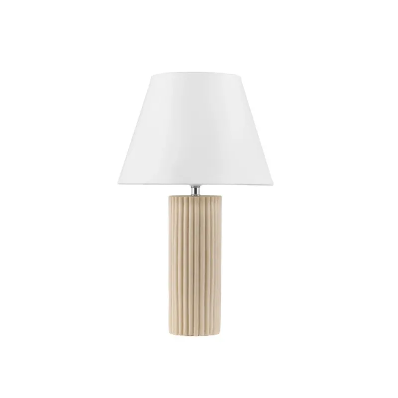 Hit sprzedaży Lampa japandi na komodę Cabbon 30cm biały abażur / beżowy kamień