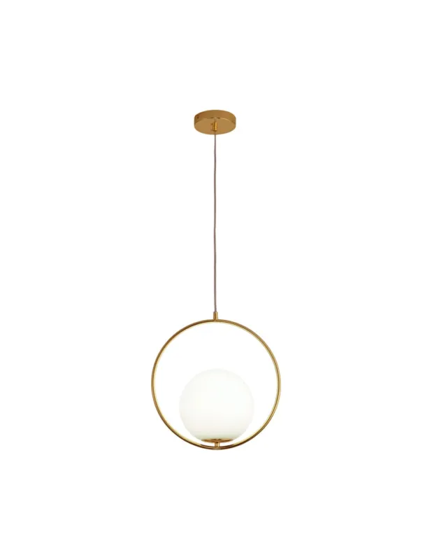 Bezpieczna płatność Lampa wisząca szklana kula glamour Costa 25cm biało-złota Step Into Design