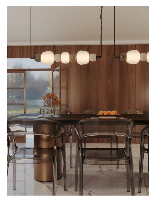 Lampa wisząca szklana podłużna Modern LED 73cm opal / multikolor MaxLight Bezpieczna płatność