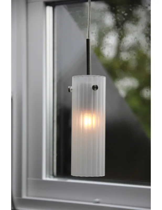 Lampa wisząca tuba szklana ryflowana Tibia 7cm szroniony / satyna nikiel Markslojd Obniżka ceny