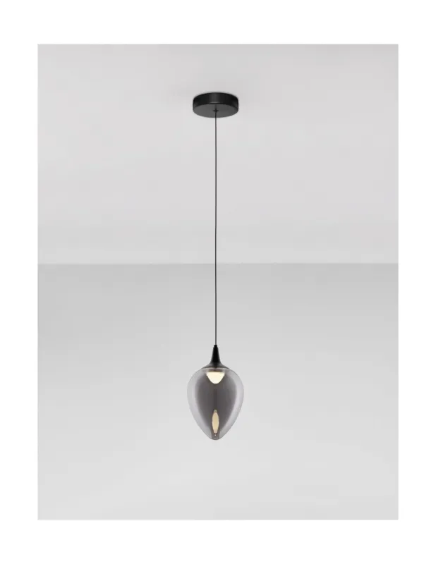 Hit sprzedaży Lampa wisząca nowoczesna ze szklanym kloszem Nilai 14,3cm szkło dymione