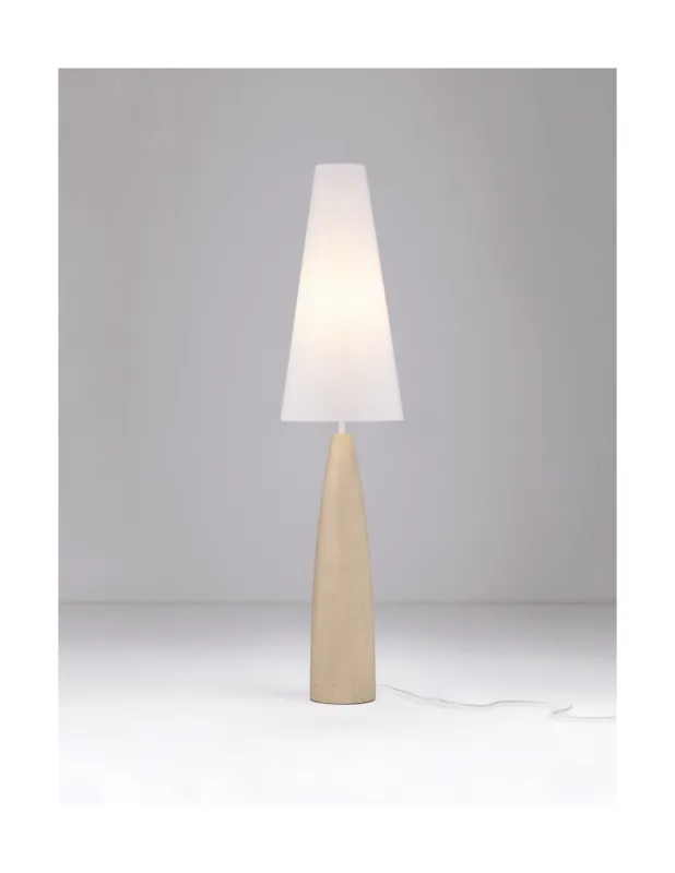 Lampa japandi stojąca z abażurem Mizuo 130cm biało-beżowa Hit sprzedaży