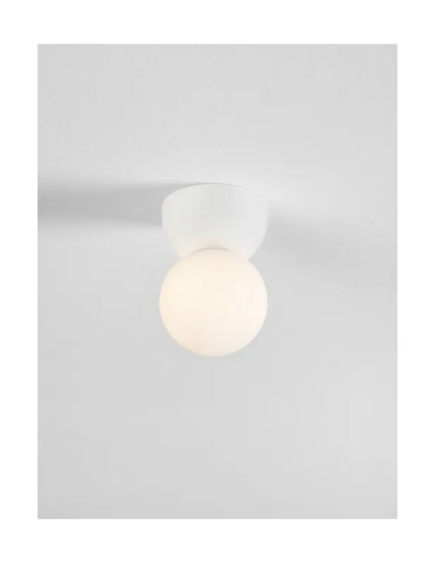 Bestseller Plafon betonowo-szklany kula Noon 8cm biały