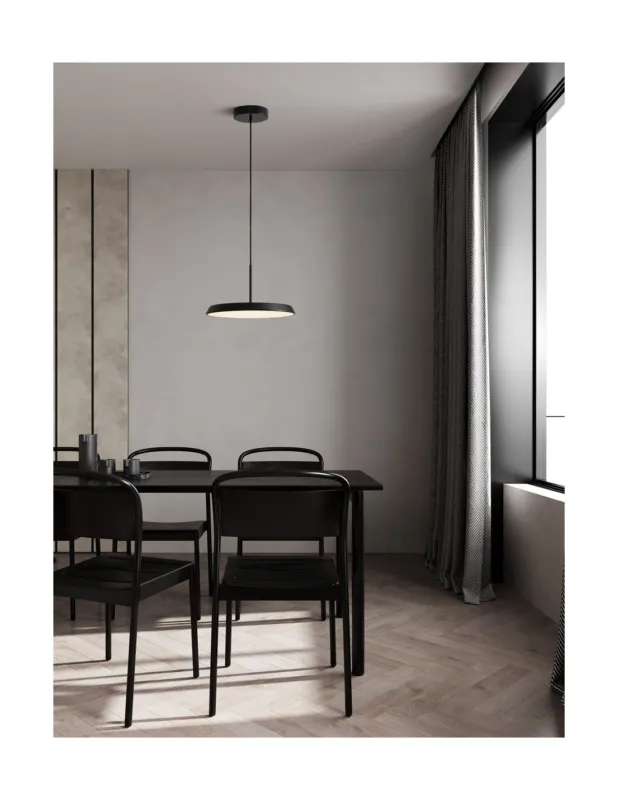 Kup teraz Lampa wisząca z płaskim kloszem Holia LED 39,5cm czarny / fornir