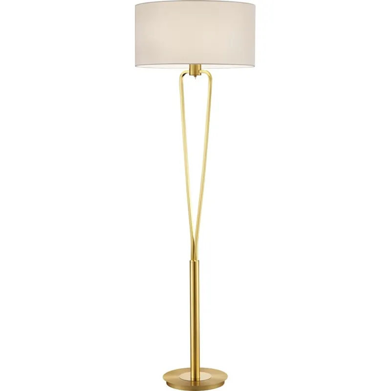 Lampa podłogowa glamour z abażurem Paris II Biały/Mosiądz Mat Trio Ograniczona ilość