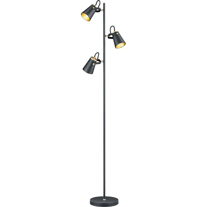 Lampa podłogowa 3 punktowa Edward Szary/Czarny Mat Trio Bezpieczne zakupy