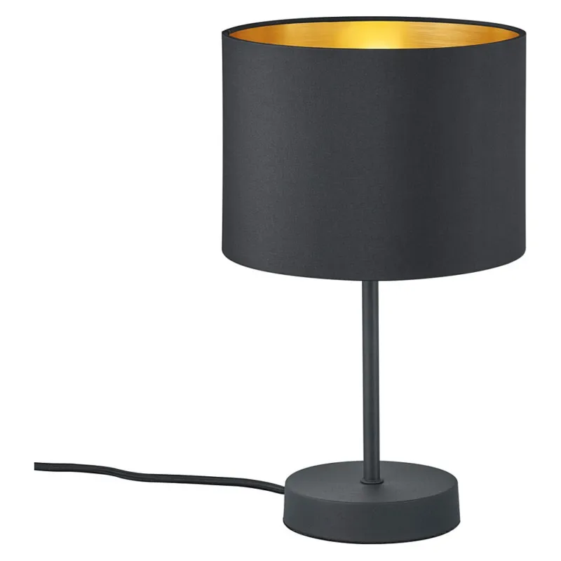 Lampa stołowa nocna z abażurem Hostel Czarny Mat Trio Super okazja