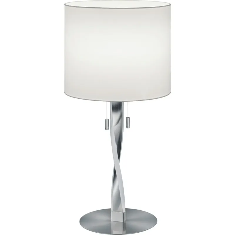 Kup teraz Lampa stołowa glamour z abażurem Nandor Biały/Nikiel Mat Trio