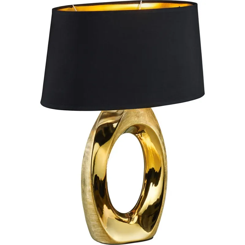 Lampa stołowa glamour z abażurem Taba 38 Czarny/Złoty Reality Wyprzedaż
