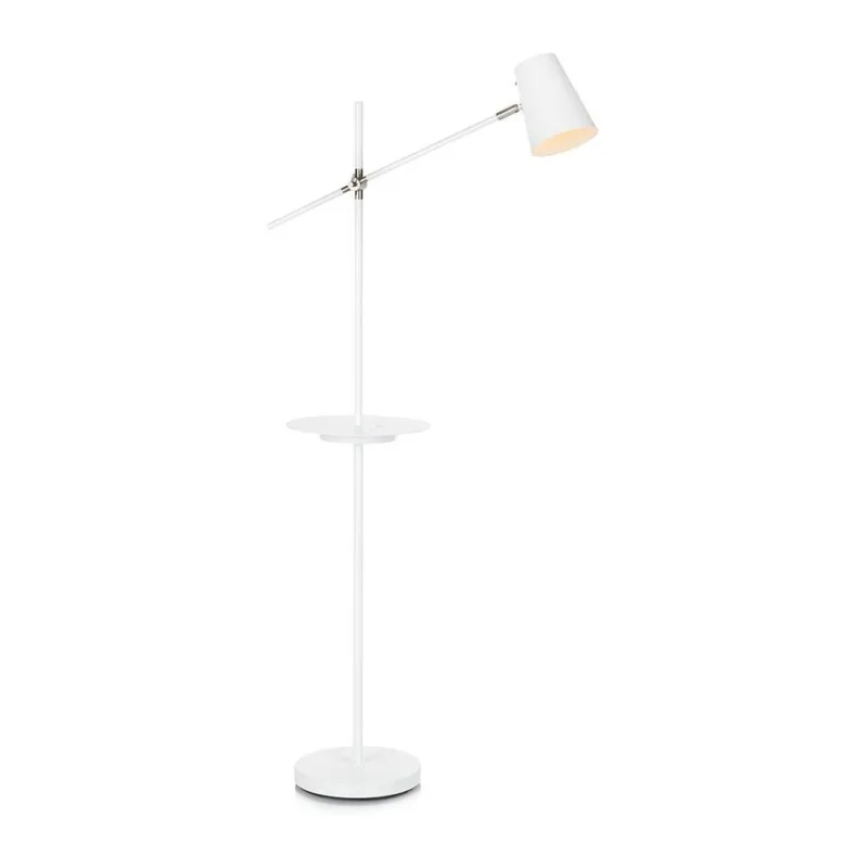 Oferta limitowana Lampa podłogowa ze stolikiem i USB Linear Biała Markslojd
