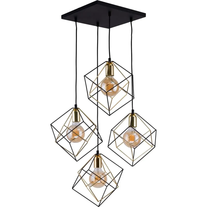 Lampa druciana wisząca 4 punktowa Alambre IV Czarny/Złoty TK Lighting Obniżka ceny