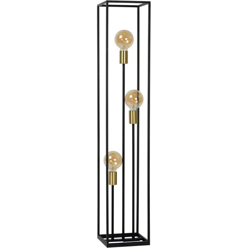 Lampa podłogowa druciana loft Ruben Czarny/Mosiądz Lucide Taniej