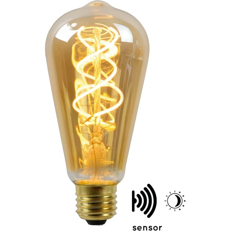 Obniżka ceny Żarówka dekoracyjna Twlightswitch Led Sensor E27 4W Bursztynowy Lucide