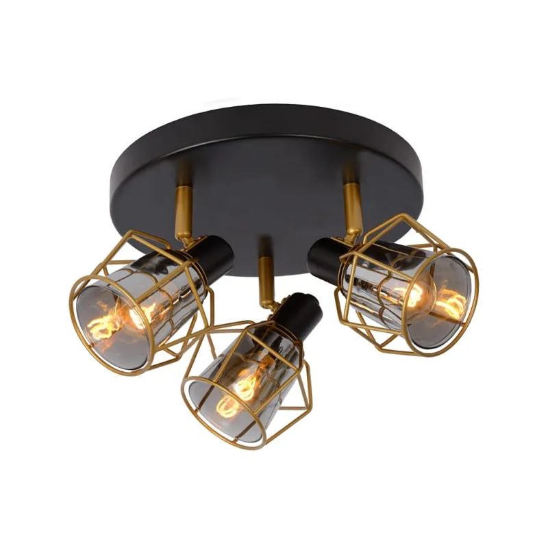 Zamów teraz Lampa druciana sufitowa Nila III Czarny/Szkło Dymione Lucide