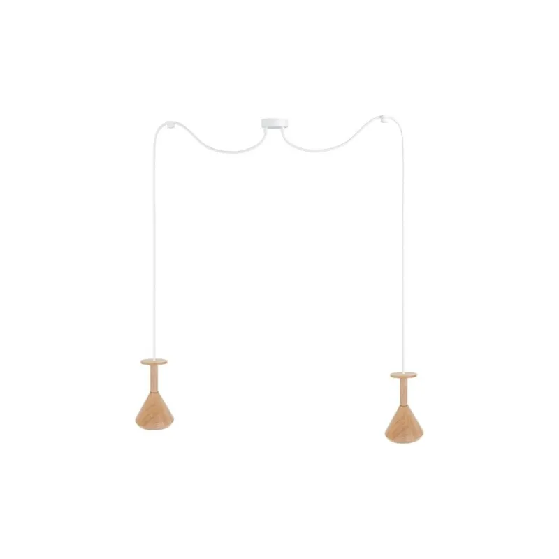 Lampa wisząca drewniana "pająk" Cono II Kolorowe kable Super okazja