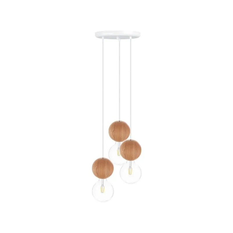 Lampa wisząca 3 drewniane kule Sferni Kolorowe kable Dodaj do koszyka