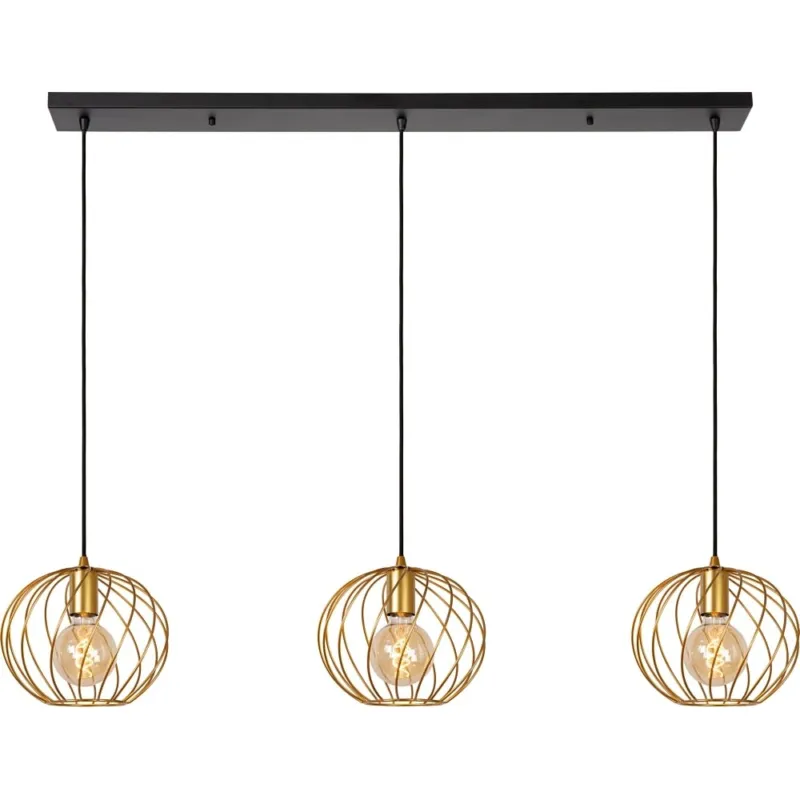 Darmowy zwrot Lampa wisząca 3 druciane kule Danza 130cm matowe złoto Lucide
