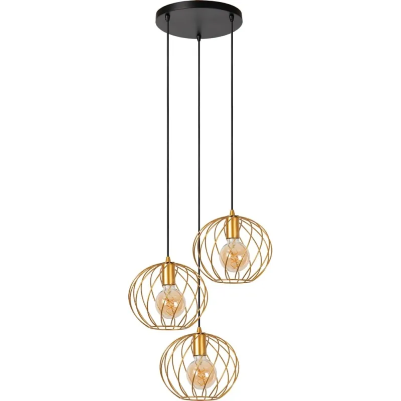 Lampa wisząca 3 druciane kule Danza 50cm matowe złoto Lucide Taniej