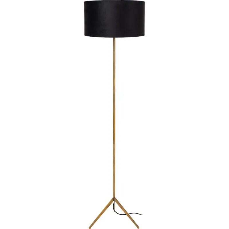 Bezpieczna płatność Lampa podłogowa trójnóg z abażurem Tondo czarny/mosiądz Lucide