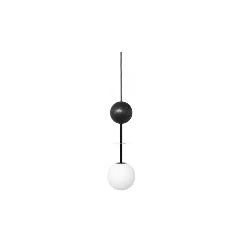 Łatwy zwrot Lampa wisząca szklana kula z drewnem Oio 15cm biały/czarny/złoty Ummo