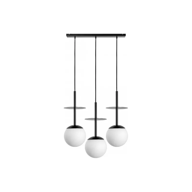 Promocja Lampa wisząca 3 szklane kule na listwie Plaat A 130cm biały/czarny Ummo