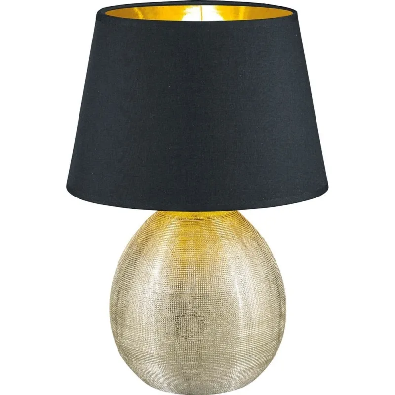 [OUTLET] Lampa stołowa glamour z abażurem Luxor czarny/złoty Reality Oferta limitowana