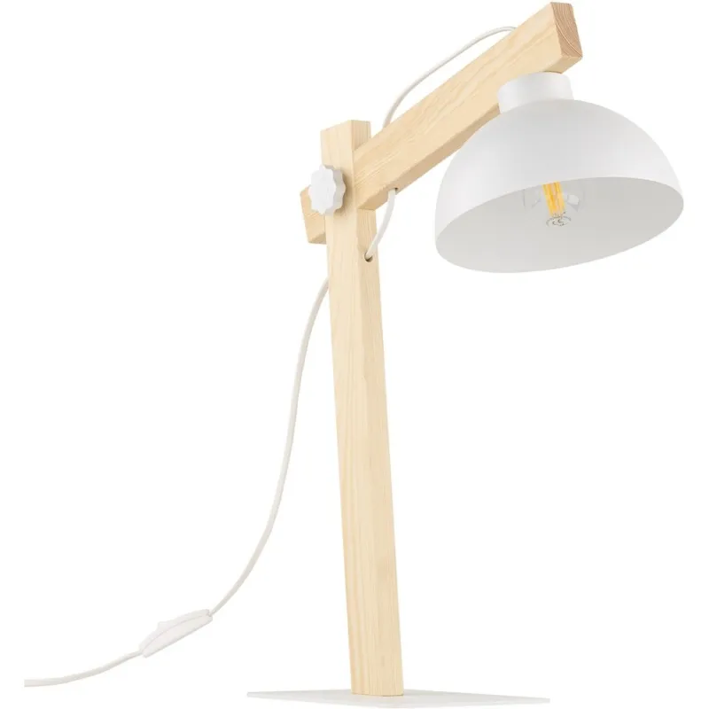 Wyprzedaż Lampa biurkowa skandynawska Oslo biały/drewno TK Lighting