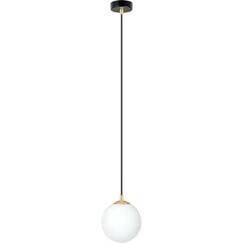 Lampa wisząca szklana kula Royal 14cm biały/złoty/czarny Emibig Zniżka