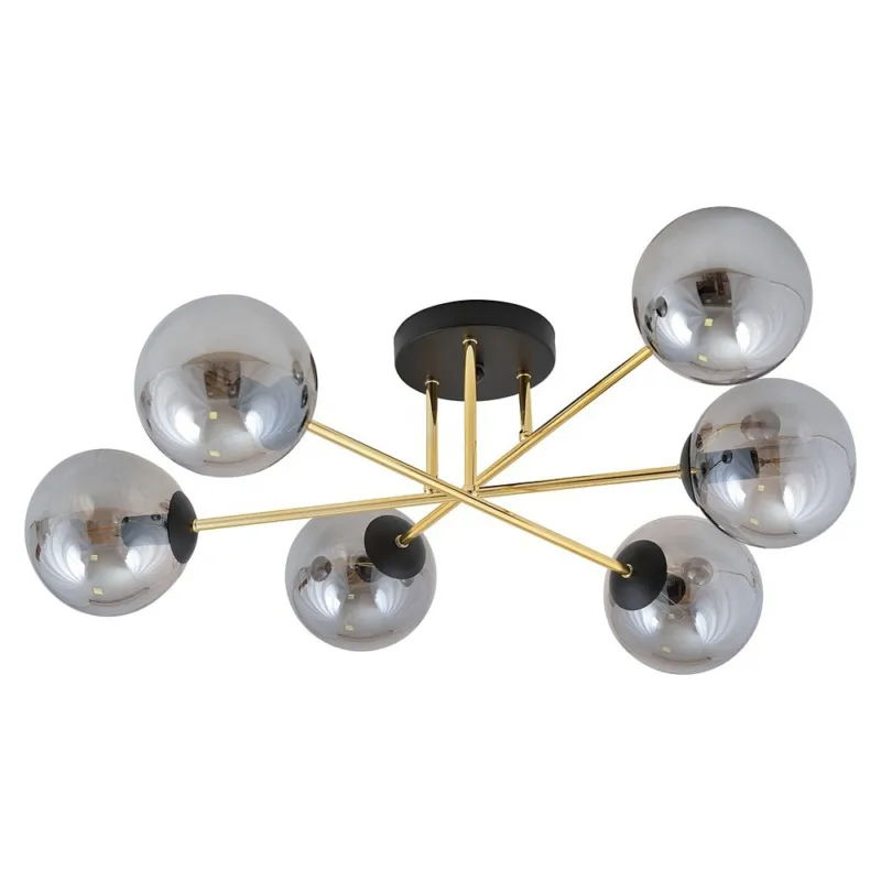 Wysoka jakość Lampa sufitowa 6 szklanych kul glamour Magnum 75cm grafit/złoty/czarny Emibig