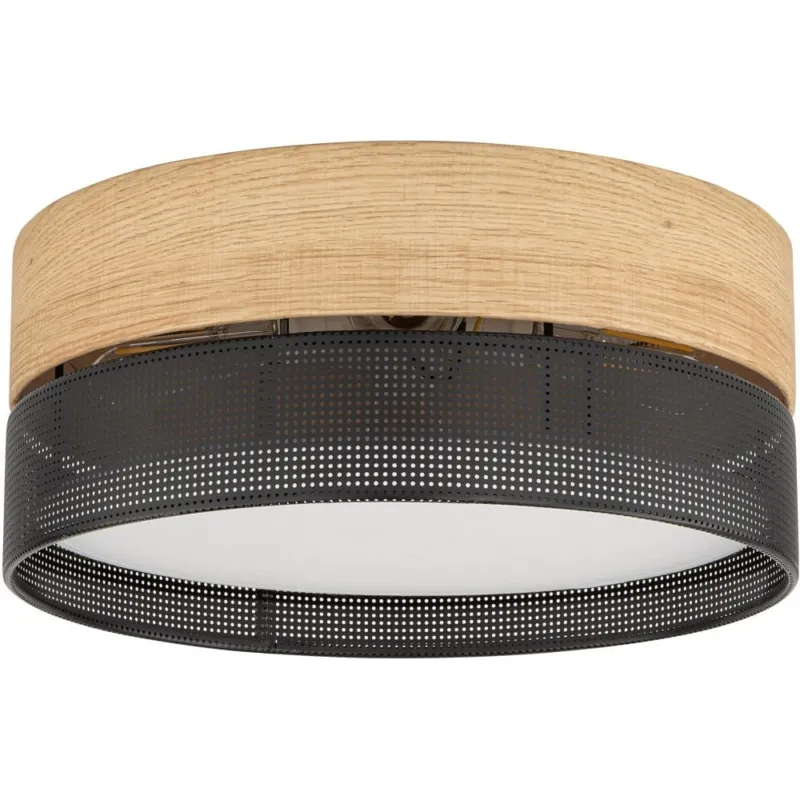 Premium Plafon ażurowy z drewnem Nicol 50cm czarny TK Lighting