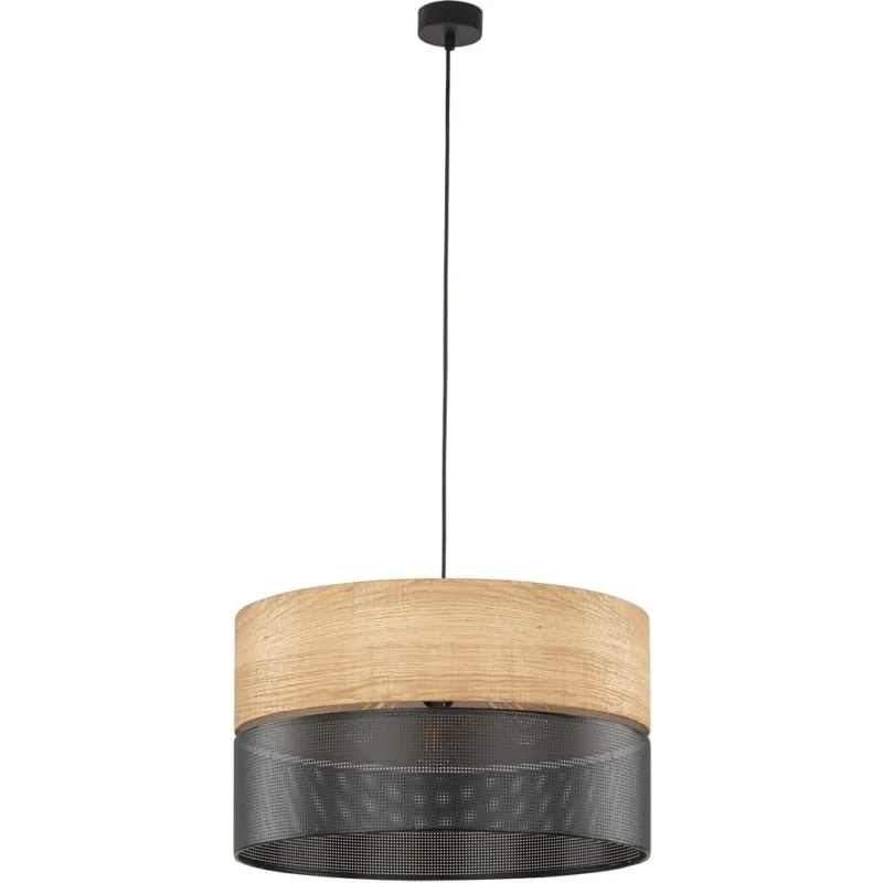 Ekspresowa dostawa Lampa wisząca ażurowa z drewnem Nicol 50cm czarna TK Lighting