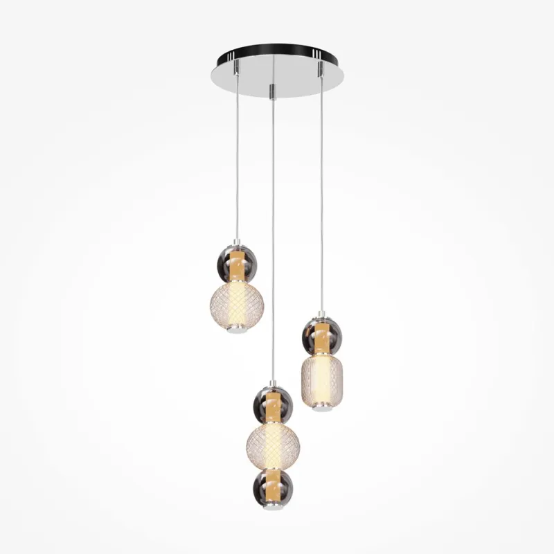 Kaskadowa lampa wisząca Drop 3 na okrągłej podsufitce Zniżka