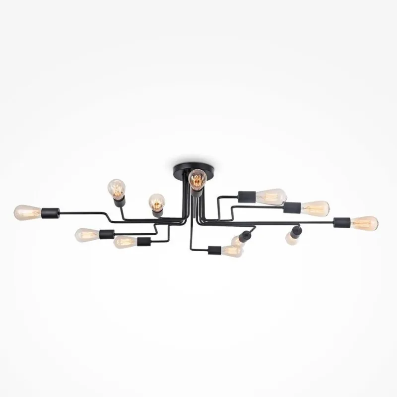 Czarna lampa sufitowa Gilbert 12 na metalowym stelażu Oferta limitowana