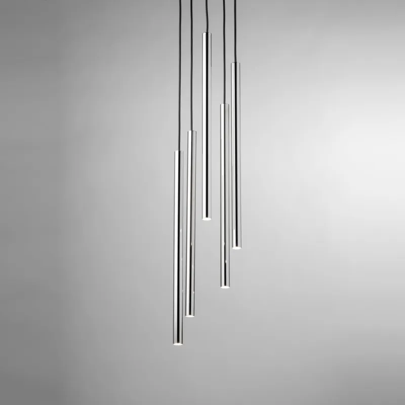 Tani Kaskadowa lampa wisząca Togi Glossy 5 w srebrnym kolorze