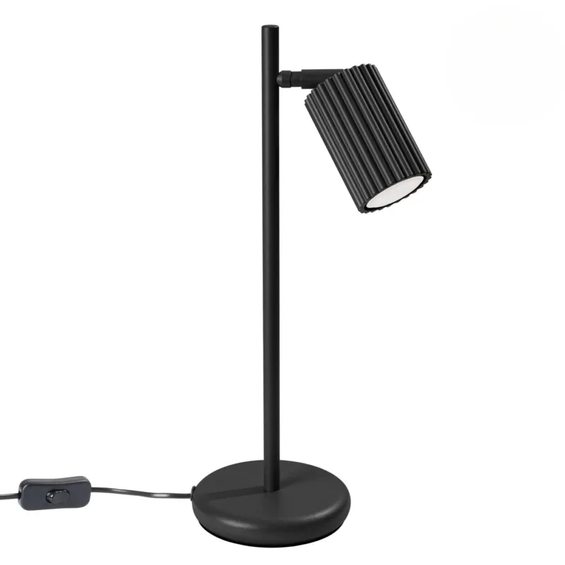 Czarna lampa stołowa Dolkar o prostym designie Nowy