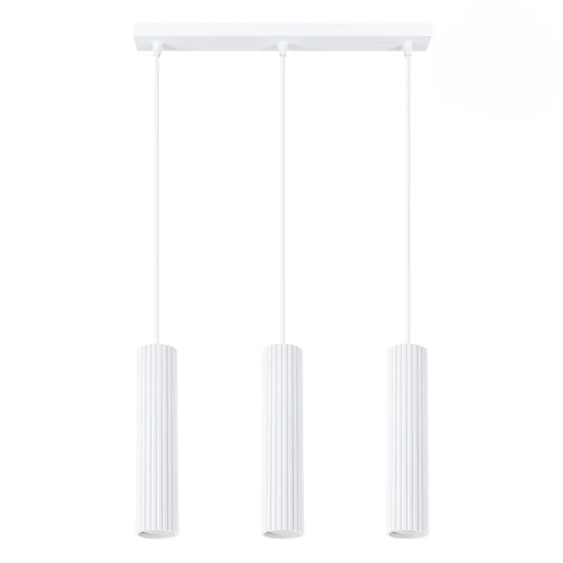 Wyprzedaż Biała lampa wisząca Dolkar 3 na metalowym stelażu