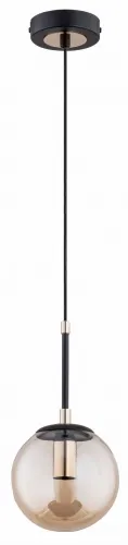 Czarna pojedyncza lampa wisząca z mosiężnymi dodatkami i bursztynowym kloszem kulą Alfa 61081 Sebia E14 15cm Zamów dziś