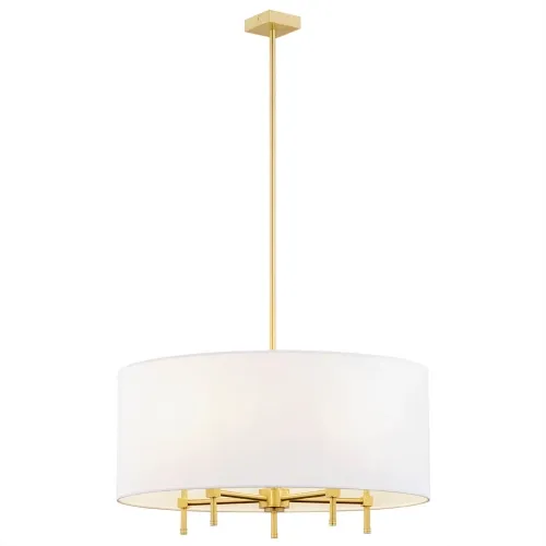 Wyjątkowa oferta Złota szeroka lampa sufitowa z śmietankowym abażurem z weluru Argon 2132 Abbano 5xE27 60cm