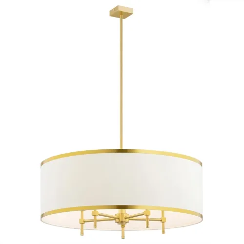Bezpieczna płatność Złota szeroka lampa sufitowa z śmietankowym abażurem Argon 2127 Abbano 5xE27 70cm