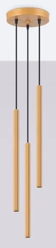 Okazja Złota lampa wisząca trzy smukłe walce Sollux Lighting SL.1342 Arche 3xG9