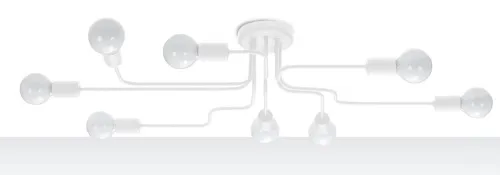 Niska cena Biała szeroka lampa sufitowa z metalowymi ramionami Sollux Lighting SL.1444 Vector 8xE27 103cm