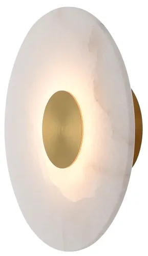 Marmurowy kinkiet z okrągłą tarczą i złotymi matowymi dodatkami Yaskr WL0114 Dalinia LED 8W 3000K 25cm Tani